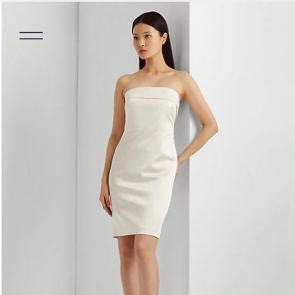 NWT Ralph Lauren Ivory Stretch Satin Bow Back Cocktail Dress $265.   Size 4 - Picture 5 of 9